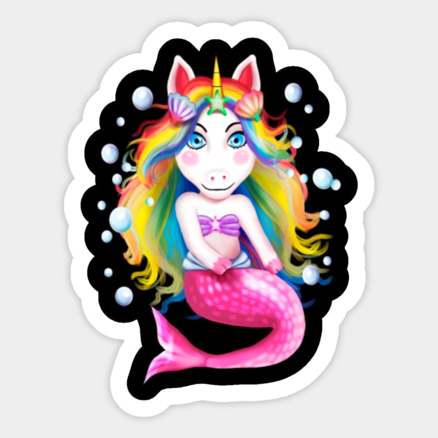 Unicorn Mermaid Rainbow Girls Mermicorn Cute Gift- Sticker by Nulian Sanchez